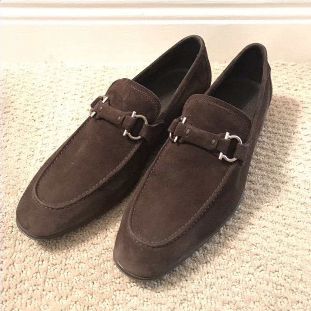 Brand New Brown Ferragamo suede loafers